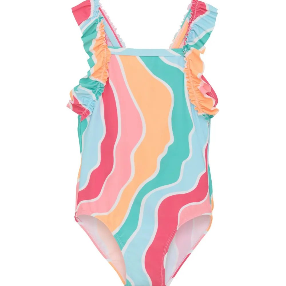 Color Kids - Kid's Swimsuit with Frills AOP - Badeanzug^ Bademode