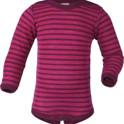 Outlet - Baby Body L/S mit Druckknöpfen geringelt Kinder Alltagsbekleidung|Merinounterwäsche