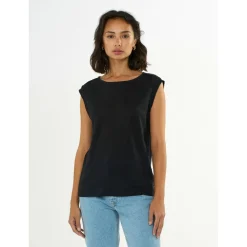 - Women's Loose Fold Up Linen - Top><noscript><img width=
