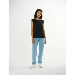 - Women's Loose Fold Up Linen - Top><noscript><img width=
