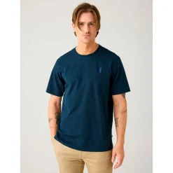 KnowledgeCotton Apparel - Regenerative Organic Cotton Chest Embroidery - T-Shirt^ Alltagsbekleidung|Wanderbekleidung