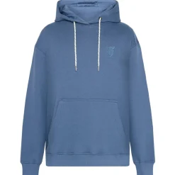 KnowledgeCotton Apparel - Loose Kangaroo Pocket Sweat with Embroidery - Hoodie^ Pullover & Hoodies|Pullover & Hoodies