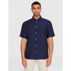 KnowledgeCotton Apparel - Regular Linen S/S Shirt - Hemd