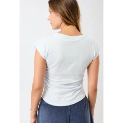 Online - Women's Side Ruffled Top - T-Shirt Yogabekleidung|Fitnessbekleidung