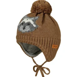 - Boy-Mütze Waschbär ausgenäht mit Pompon und Futter - Mütze><noscript><img width=