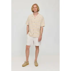 - Striped Linen-Mix Resort Shirt - Hemd><noscript><img width=