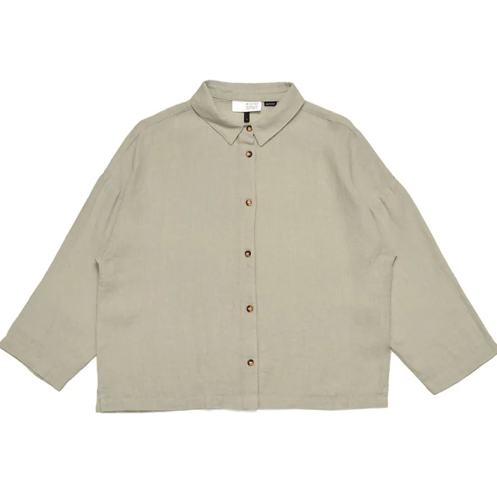 Mazine - Women's 3/4 Sleeve Linen Shirt - Bluse