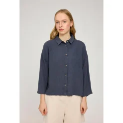 Mazine - Women's 3/4 Sleeve Linen Shirt - Bluse