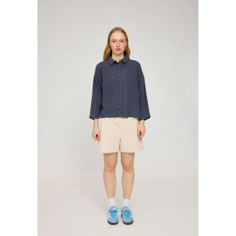 Mazine - Women's 3/4 Sleeve Linen Shirt - Bluse