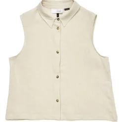 Mazine - Women's Sleeveless Linen Blouse - Bluse