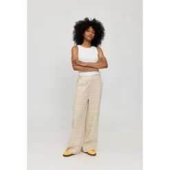 Mazine - Women's Striped Linen-Mix Pants - Freizeithose