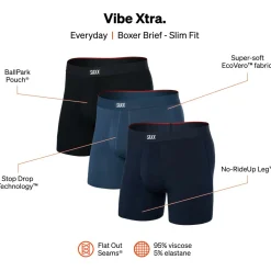 Clearance - Vibe Xtra Boxer Brief Fly 3-Pack - Kunstfaserunterwäsche Alltagsbekleidung|Unterwäsche
