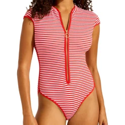 - Clubhouse Cap Sleeve Zip Front One Piece - Badeanzug>Seafolly Online