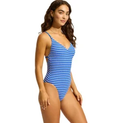 - Women's Mesh Effect V Neck One Piece - Badeanzug>Seafolly Outlet