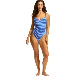 - Women's Mesh Effect V Neck One Piece - Badeanzug><noscript><img width=