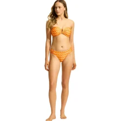 Seafolly - Women's Soundwave Ruched Side Retro Pant - Bikini-Bottom