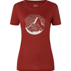 super.natural - Women's Mountain Mandala Tree Tee - Merinoshirt