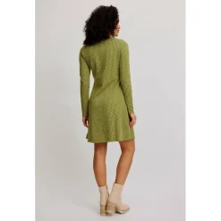 Clearance - Women's Gestricktes Swing-Kleid im Retro-Look - Kleid Alltagsbekleidung