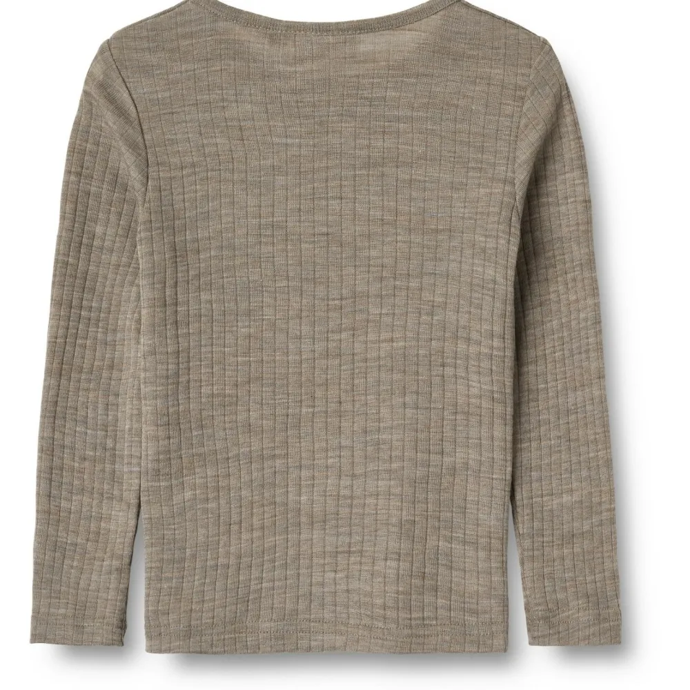 - Kid's Gestreiftes Langarm-Shirt Wool / Silk - Merinounterwäsche>WHEAT