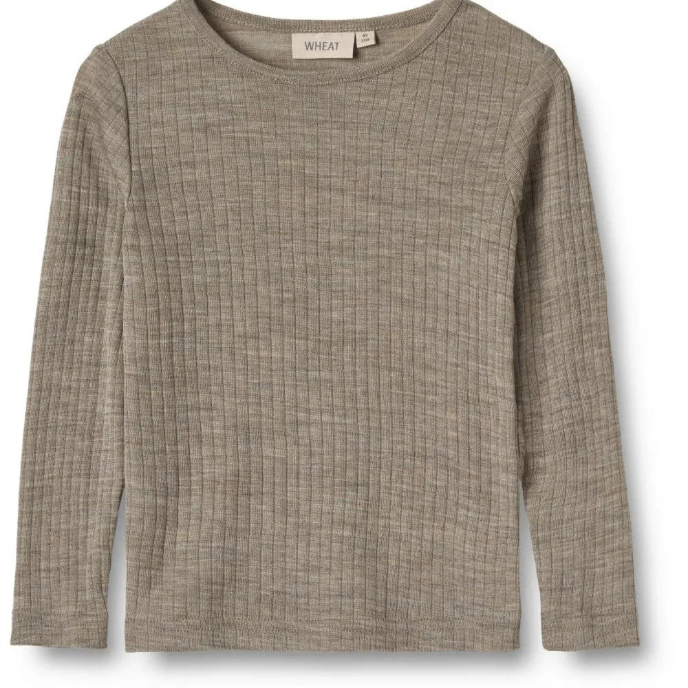 - Kid's Gestreiftes Langarm-Shirt Wool / Silk - Merinounterwäsche>WHEAT